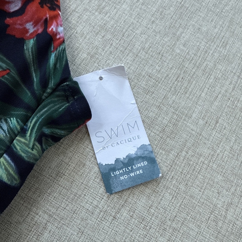 Cacique One Piece Swimsuit Dress Womens Plus Size 24‎ Ruched Modest Coverup - Picture 3 of 9
